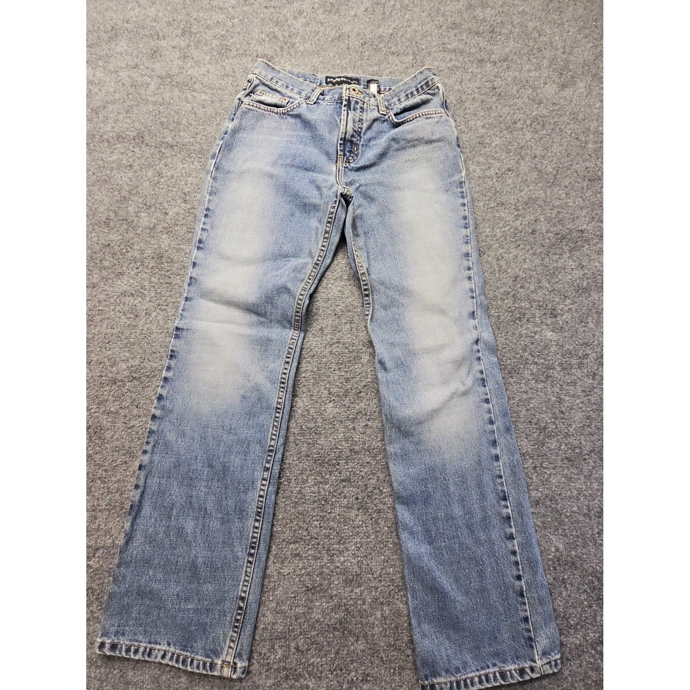 Express Jeans Womens 30x31.5 Low Rise Boot Cut Distressed Faded Medium Wash